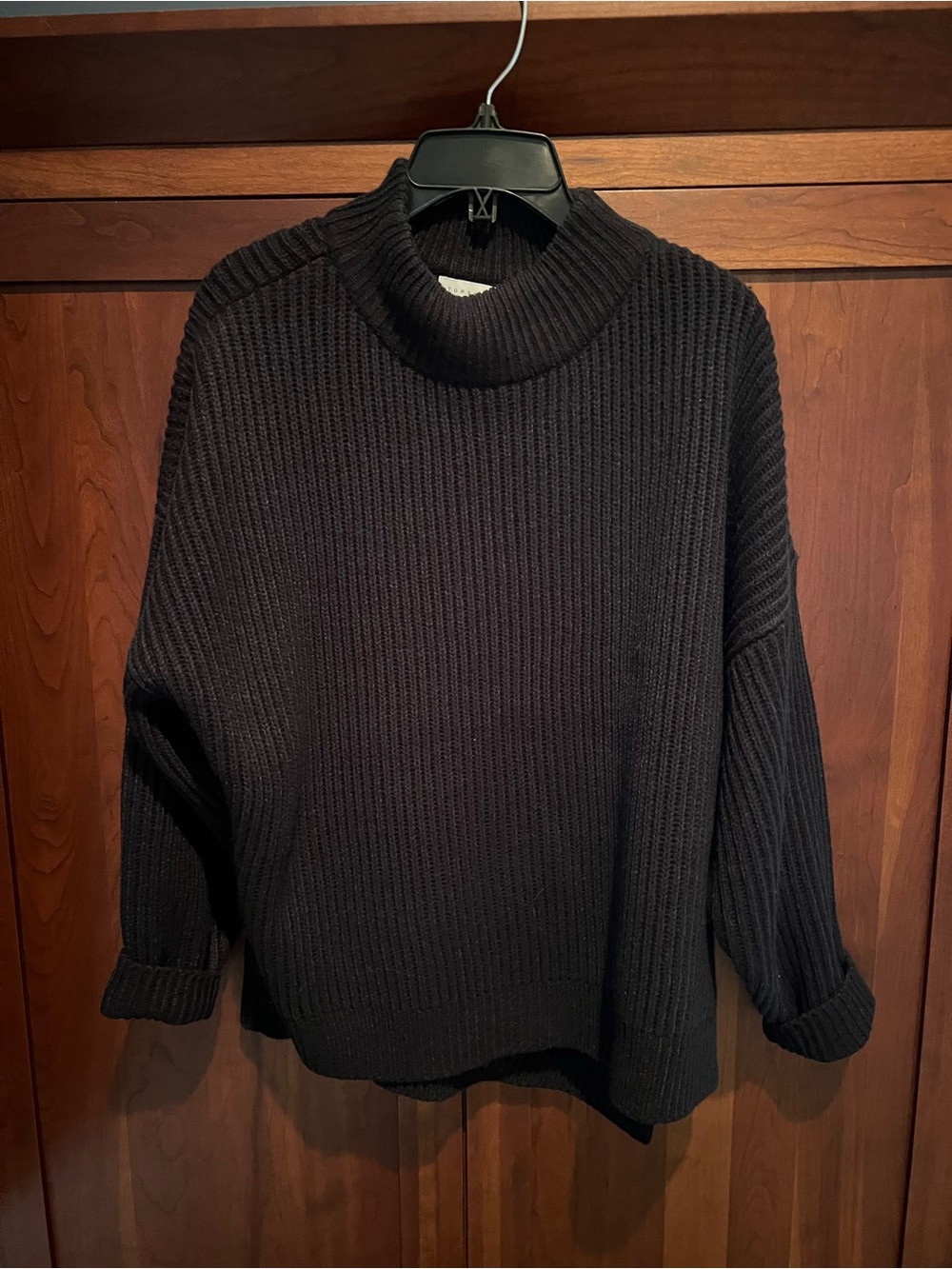 Topshop Black Ribbed Cowl Neck Sweater